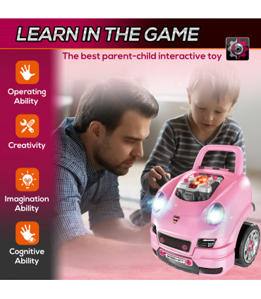 Kids Truck Engine Toy Set - Pink ABS and PP 47H x 40L x 39Wcm 3-5 Years