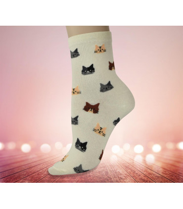 Kitty Print Socks 5 Pairs Pack - OneSize Fits all