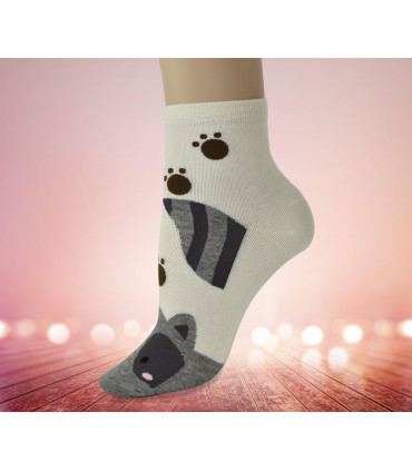 Kitty Face On Toe Print Socks 5 Pairs Pack - OneSize Fits all