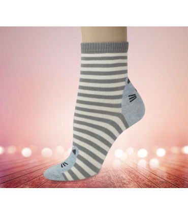 Kitty Face & Stripes Print Socks 5 Pairs Pack - OneSize Fits all