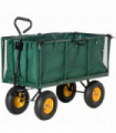 Large 4 Wheel Garden Cart Truck Trolley Wheelbarrow - Green Trailer - Dark Green