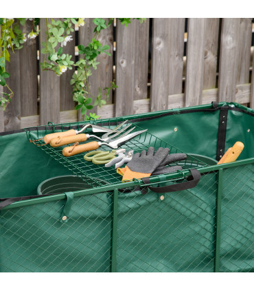 Large 4 Wheel Garden Cart Truck Trolley Wheelbarrow - Green Trailer - Dark Green