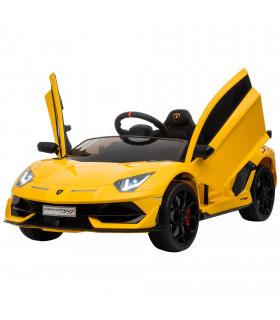Ride-On Car Yellow metal PP Lamborghini SVJ 12V Lights Music Remote 3-8 Yrs