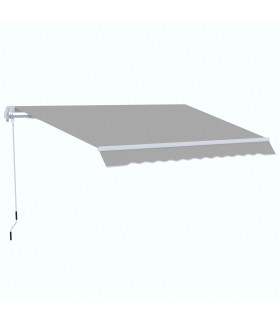 Awning Light Grey Aluminium Polyester 395cm x 250cm 4x2.5m Manual Shade Handle