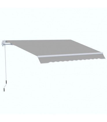 Awning Light Grey Aluminium Polyester 395cm x 250cm 4x2.5m Manual Shade Handle