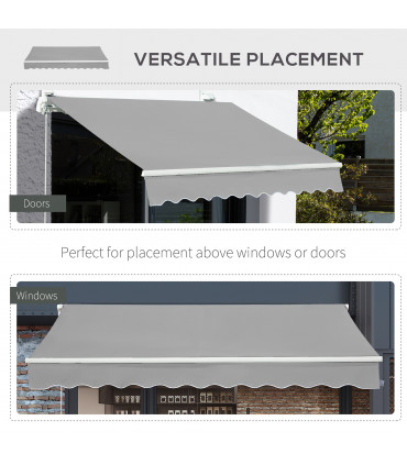 Awning Light Grey Aluminium Polyester 395cm x 250cm 4x2.5m Manual Shade Handle