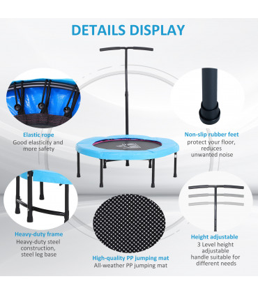 40'' Kids Mini Trampoline, Adult Rebounder Jumper w/ Handle Fitness HOMCOM