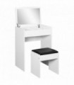 Dressing Table Set White Flip-up Mirror Hidden Space Padded Stool Multi-purpose