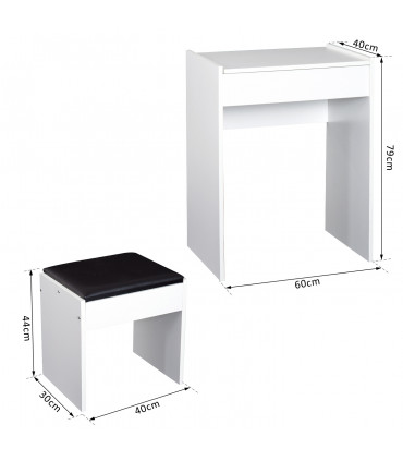 Dressing Table Set White Flip-up Mirror Hidden Space Padded Stool Multi-purpose