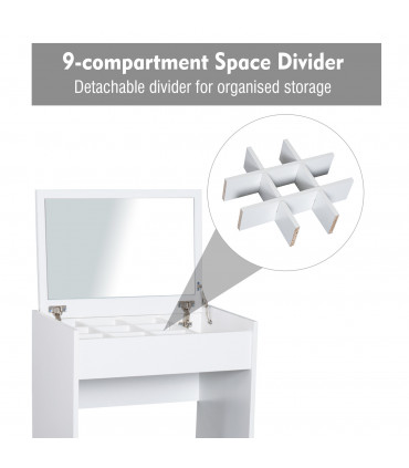 Dressing Table Set White Flip-up Mirror Hidden Space Padded Stool Multi-purpose
