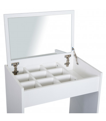 Dressing Table Set White Flip-up Mirror Hidden Space Padded Stool Multi-purpose