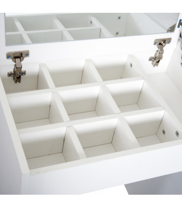 Dressing Table Set White Flip-up Mirror Hidden Space Padded Stool Multi-purpose