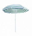 Garden Beach Sun Crank Umbrella Green and White 200 x 180 x 200 cm