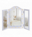 LED Lights Vanity Mirror Tri-Fold White MDF Frame Battery Powered 73W x 53.5Hcm