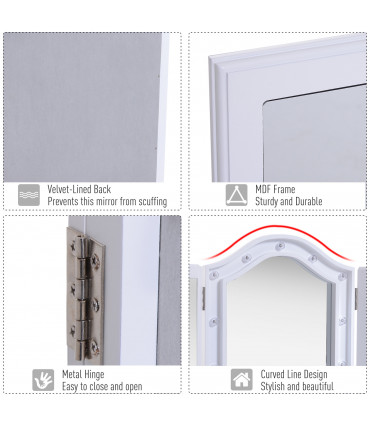 LED Lights Vanity Mirror Tri-Fold White MDF Frame Battery Powered 73W x 53.5Hcm