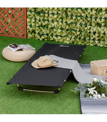 Lightweight Camping Cot Portable Compact Sleeping Bed Black 190L x 65W x 18Hcm