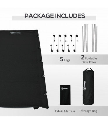 Lightweight Camping Cot Portable Compact Sleeping Bed Black 190L x 65W x 18Hcm