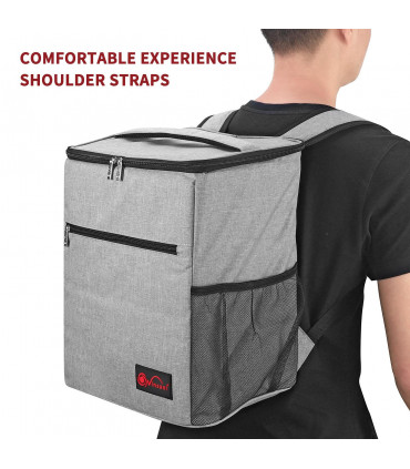 Backpack Cooler 24Lt Grey 1680D Oxford PEVA EPE Multi Pocketed Insulated Bag