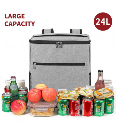 Backpack Cooler 24Lt Grey 1680D Oxford PEVA EPE Multi Pocketed Insulated Bag