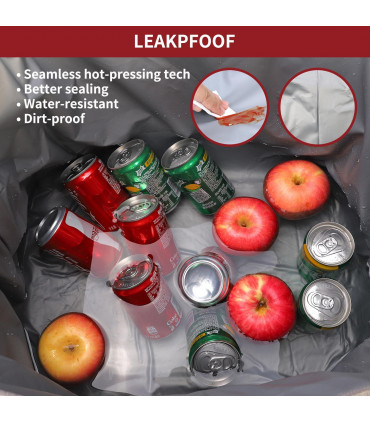 Cooler Bag 23L Grey Dual Compartment Curve Picnic Storage 8.7 x 15 x 11 inches