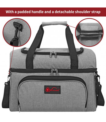 Cooler Bag 23L Grey Dual Compartment Curve Picnic Storage 8.7 x 15 x 11 inches
