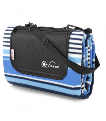 Picnic Blanket Folding Blue Stripe Acrylic 200 x 180 cm Waterproof & Sandproof
