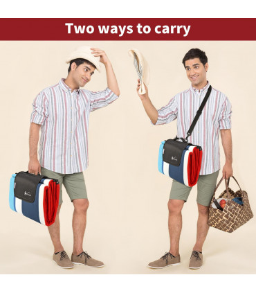 Acrylic Aqua Stripe 200x200cm Folding Picnic Blanket Waterproof & Sandproof