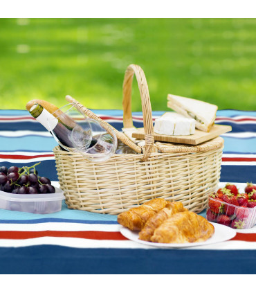 Acrylic Aqua Stripe 200x200cm Folding Picnic Blanket Waterproof & Sandproof