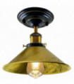 Ceiling Light Retro Industrial Metal Cone Shape Shade Brushed Brass 22cm Indoor