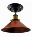 Ceiling Light Rustic Red Metal Cone Shape Shade Indoor Lighting 22cm