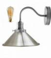 Metal Satin Nickel Wall Light Indoor Sconce Retro Industrial Cone Shape Shade