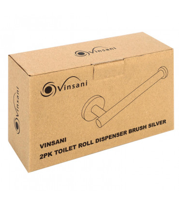 Toilet Paper Holder Wall Mounted Stainless Steel Brush Silver 2pk Modern Style