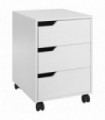 MDF Mobile File Cabinet w/ 3 Drawers Locking Wheels Metal Rails White 40L x 50W