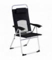 Outdoor Garden Chair Metal Frame 3-Position Adjustable w/ Headrest Black