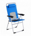 Metal Frame 3-Position Adjustable Outdoor Garden Chair w/ Headrest Blue 