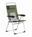 Outdoor Garden Chair Metal Frame 3-Position Adjustable w/ Headrest Green
