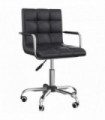 Desk Chair Mid Back PU Leather Swivel Arm Wheel Black 84-99cm Adjustable Height