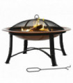 Steel Bronze Black Patio Fire   Pit      Bowl with Mesh Screen Cover