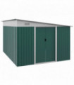 Garden Storage Shed Galvanised Steel Green 280cm x 345cm Double Sliding Door