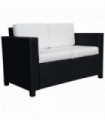 Garden Sofa Black Double Couch Loveseat Wicker 130cm x 70cm x 80cm UV Resistant