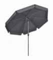 Garden Parasol 2.66m Black Crank Ruffles 8 Ribs Patio Umbrella 4-6 Persons