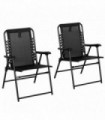 Outdoor Folding Chairs Black Steel Texteline Foldable Strong Frames