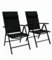 Outdoor Folding Chairs Black Aluminium Mesh Fabric No Assembly Required