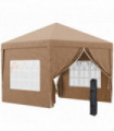 Gazebo - Coffee PVC 295L x 295W x 258H cm Pop Up Canopy with Sides & Carry Bag