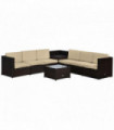 Outdoor 6-Seater Rattan Sofa Set, PE Rattan, Steel, Brown, 58cm x 58cm x 37cm