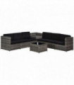 Outdoor Rattan Sofa Furniture Set Grey PE Rattan Steel 58cm x 58cm x 37cm