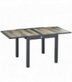 Outdoor Dining Table Aluminium Beige 160L x 80W x 75H cm Extendable Wood-Effect