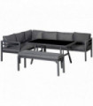 Aluminium Grey 8-Seater Garden Dining Sofa Furniture Set with Cushions