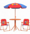 Kids Bistro Table and Chair Set with Cowboy Theme, Adjustable Parasol, Steel