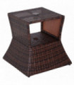 Garden Table PE RATTAN Brown 54cm x 54cm x 55cm Weather-resistant Metal Frame